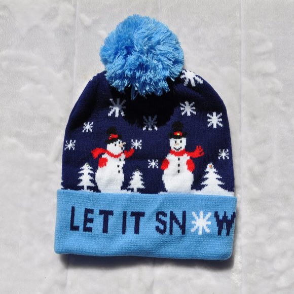 Christmas Hat Knitted Woolen with LED lights Colorful Glow Hat One Size - Picture 2 of 4